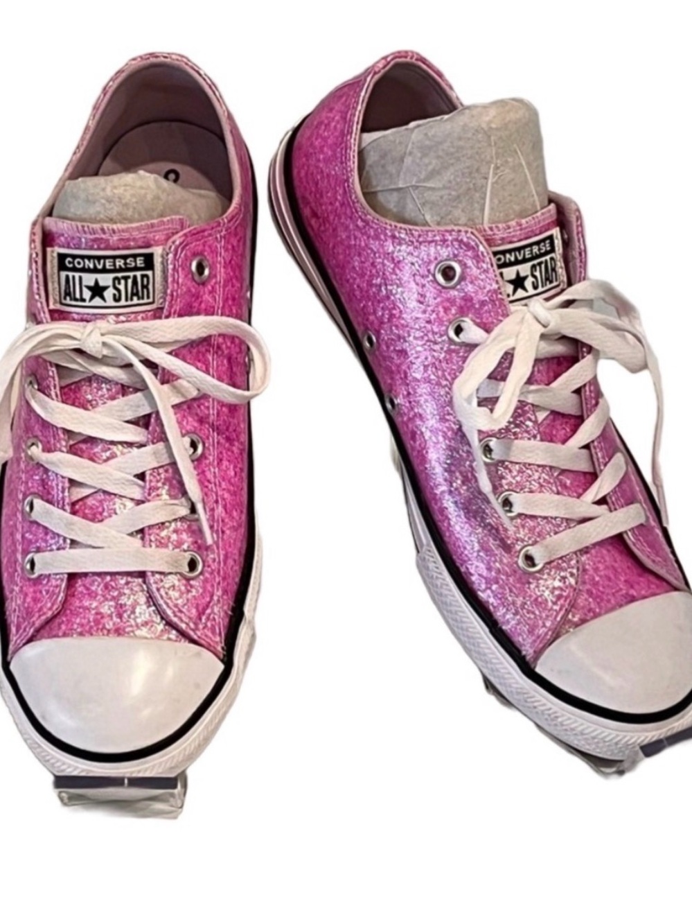 Converse Chuck Taylor Pink Glitter Low Top Sparkle Sneaker Junior 5.5 Womens 7.5